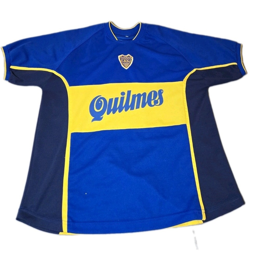 Vintage Boca Juniors Jersey Mens Large L Quilmes Home 3 Retro Argentina Soccer L